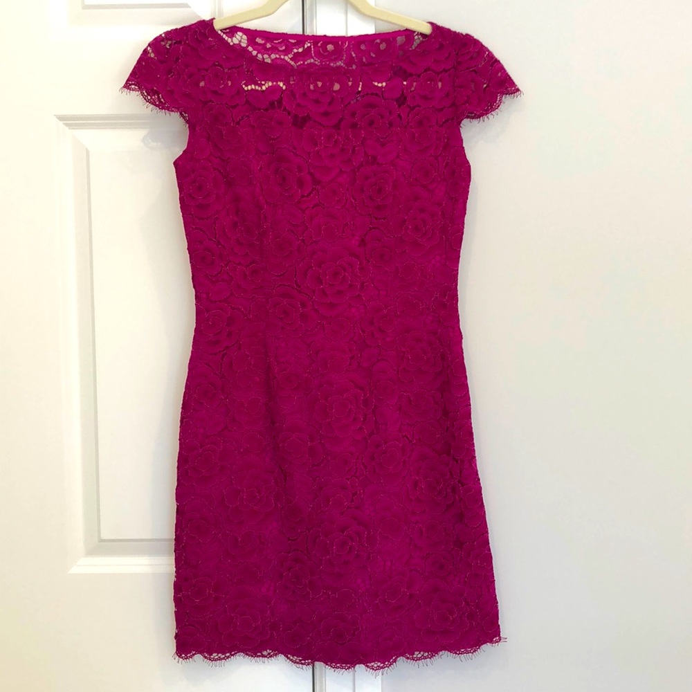 Cynthia Steffe fuschia lace dress